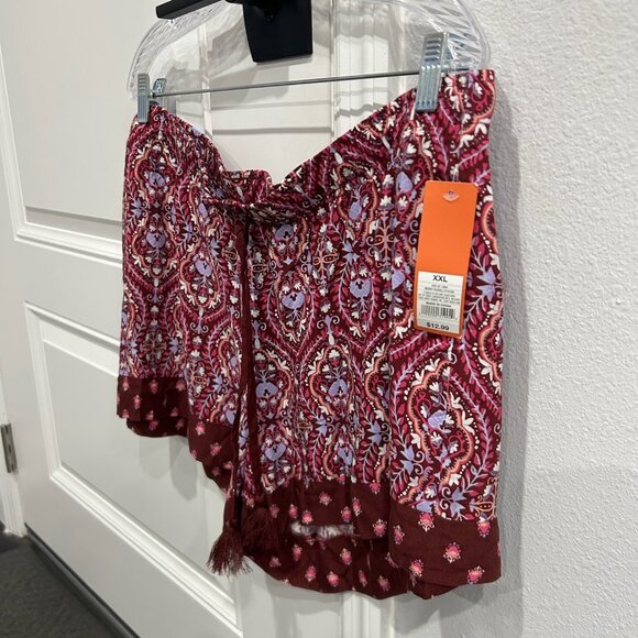 Gilligan & OMalley XXL Rayon Shorts Purple Paisley Tassel Detail Sleepwear NWT - Picture 3 of 10